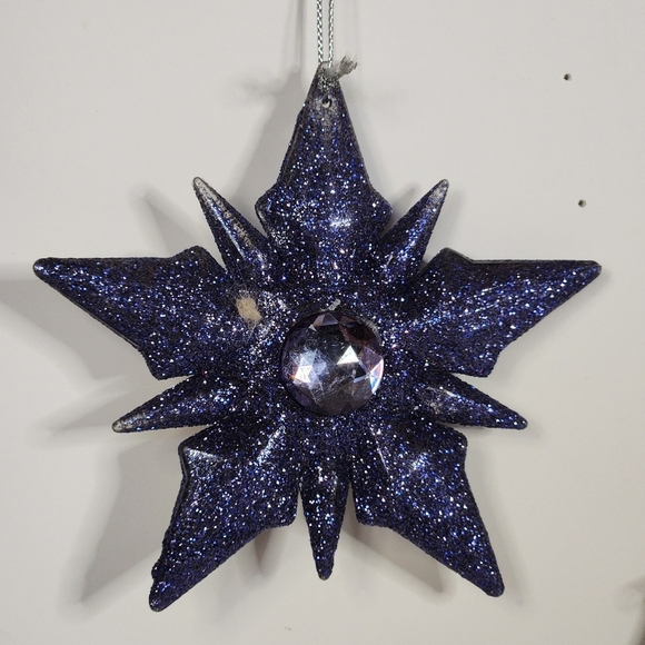 CHRISTMAS BLUE AND GREY GLITTER STAR ORNAMENT - Picture 5 of 10